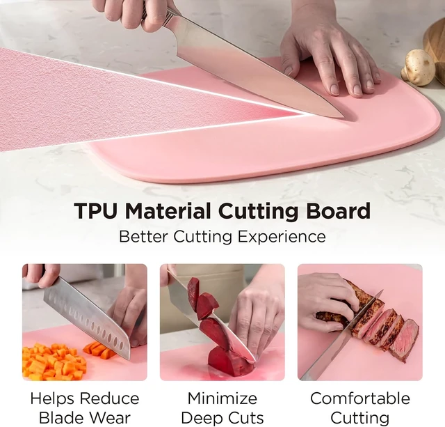 Alt view image 4 of 7 - DuoEssentials TPU Cutting Board Set, 2 Sizes, Red