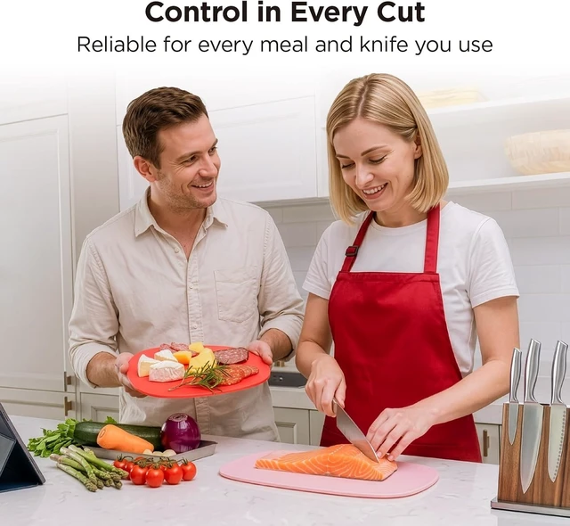 Alt view image 7 of 7 - DuoEssentials TPU Cutting Board Set, 2 Sizes, Red
