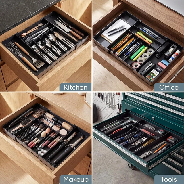 Alt view image 5 of 7 - Silverware Drawer Organizer, 9 Slots Expandable Kitchen Drawer Organizer