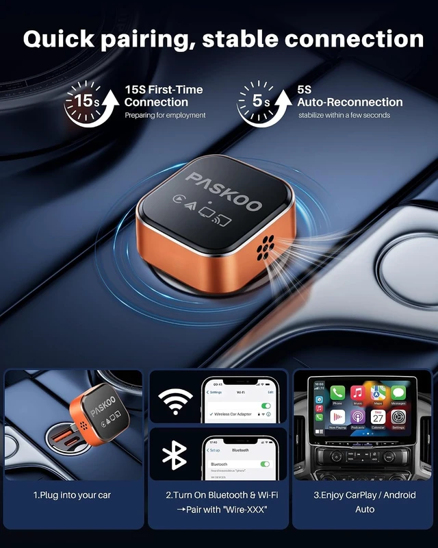 Alt view image 5 of 7 - Wireless CarPlay Adapter for iPhone & Android Phones