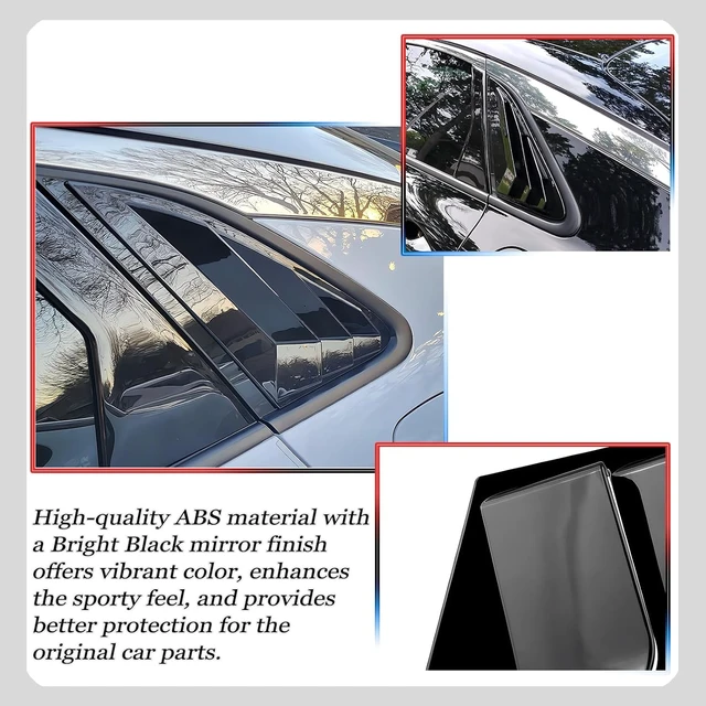 Alt view image 5 of 7 - Window Louvers, for Kia K5/Optima 2021 2022 2023 2024 2025 2026, Bright Black Side Rear Window Louvers Body Kit Accessories for Cars