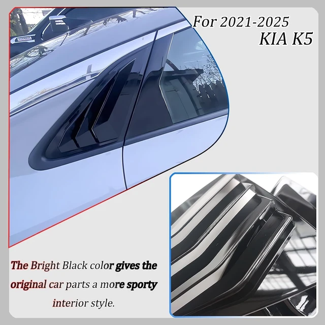 Alt view image 2 of 7 - Window Louvers, for Kia K5/Optima 2021 2022 2023 2024 2025 2026, Bright Black Side Rear Window Louvers Body Kit Accessories for Cars