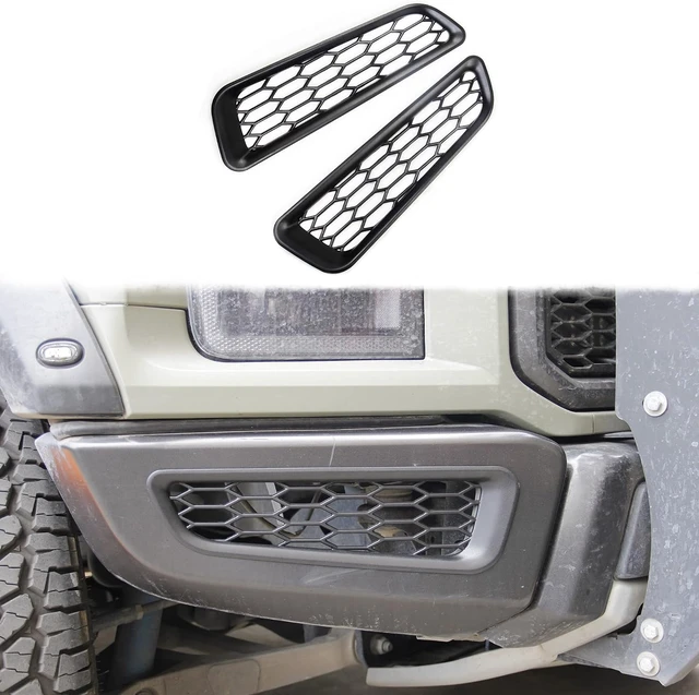 Main image of Honeycomb Front Bumper Bottom Fog Vent & Side Fender & Headlgiht Chrome Cover Trim for 2016 2017 2018 2019 2020 Ford F150 Raptor Accessories (Front Fog Vent Black)
