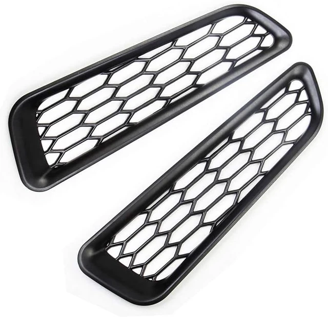 Alt view image 6 of 7 - Honeycomb Front Bumper Bottom Fog Vent & Side Fender & Headlgiht Chrome Cover Trim for 2016 2017 2018 2019 2020 Ford F150 Raptor Accessories (Front Fog Vent Black)