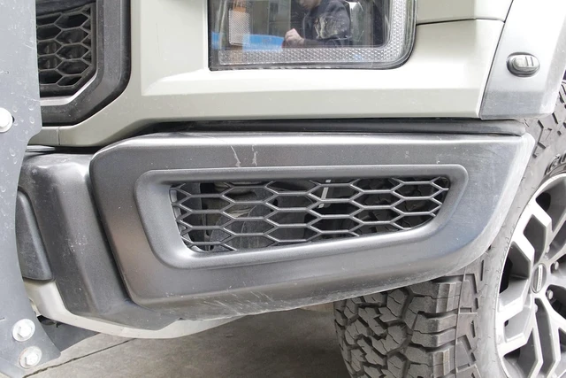 Alt view image 4 of 7 - Honeycomb Front Bumper Bottom Fog Vent & Side Fender & Headlgiht Chrome Cover Trim for 2016 2017 2018 2019 2020 Ford F150 Raptor Accessories (Front Fog Vent Black)