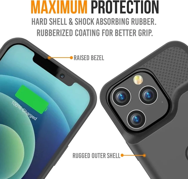 Alt view image 5 of 7 - Battery Case for iPhone 17 Pro Max, Portable Strong Slim Protective Extended Charger Cover, 15W Fast Charging, High Capacity with Wireless Charging Case. Black