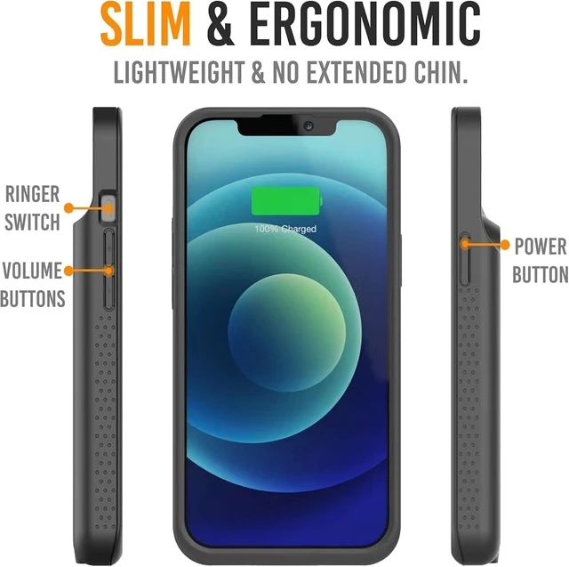 Alt view image 6 of 7 - Battery Case for iPhone 17 Pro Max, Portable Strong Slim Protective Extended Charger Cover, 15W Fast Charging, High Capacity with Wireless Charging Case. Black