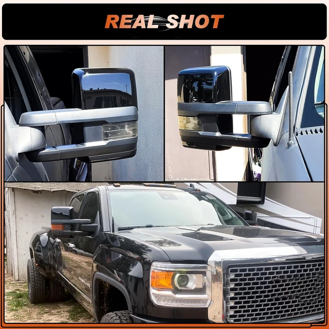Alt view image 4 of 7 - Tow Mirror Cover Caps Glossy Black Rearview Side Mirror Caps Fit for Chevy