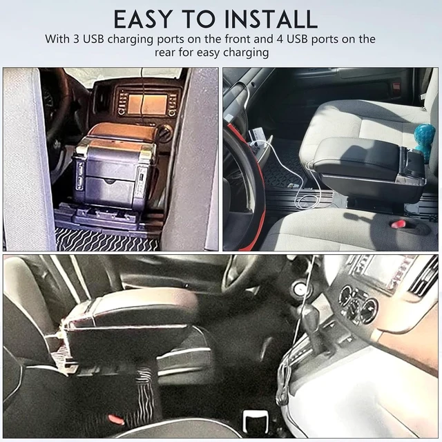 Alt view image 6 of 7 - Car Armrest Box with Double Layer Storage, Black Leather and USB Charging Ports