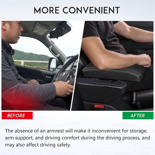 Alt view image 7 of 7 - Car Armrest Box with Double Layer Storage, Black Leather and USB Charging Ports