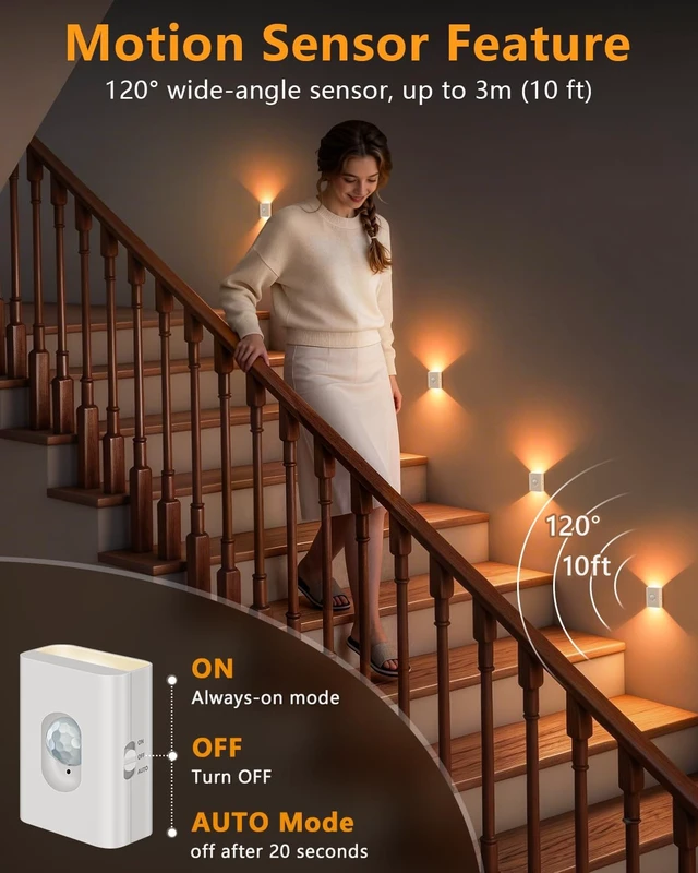 Alt view image 6 of 7 - Motion Sensor Night Lights, Rechargeable Soft White Stair Lights
