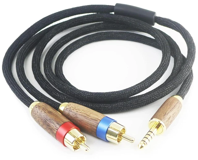 Main image of 4.4MM Balanced Male to 2 RCA Male Audio Adapter Cord 4.4mm to 2 RCA Balanced Cable Walnut Wood Shell 1.5m/4.9ft