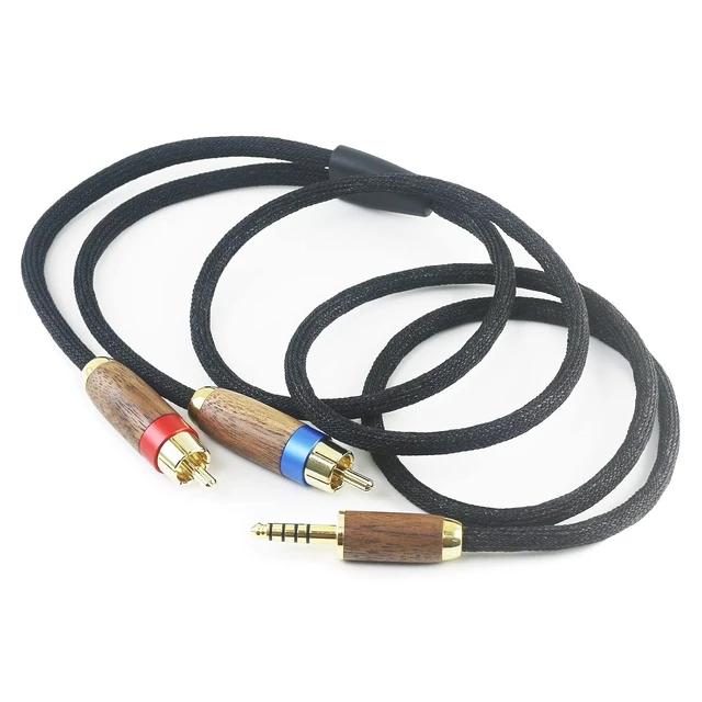 Alt view image 3 of 6 - 4.4MM Balanced Male to 2 RCA Male Audio Adapter Cord 4.4mm to 2 RCA Balanced Cable Walnut Wood Shell 1.5m/4.9ft