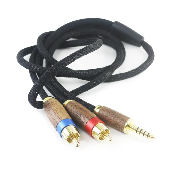 Alt view image 4 of 6 - 4.4MM Balanced Male to 2 RCA Male Audio Adapter Cord 4.4mm to 2 RCA Balanced Cable Walnut Wood Shell 1.5m/4.9ft
