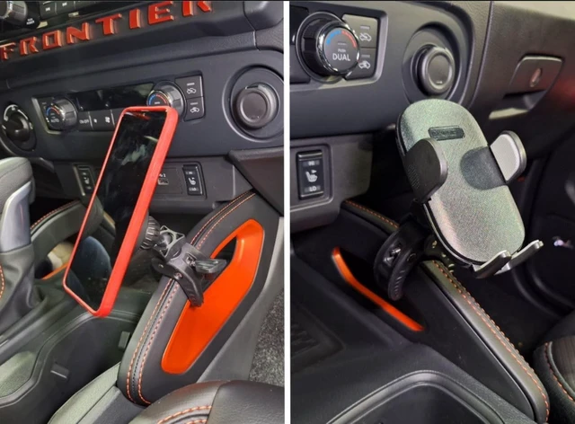 Alt view image 3 of 7 - Phone Mount Holder Compatible with Nissan Frontier 2023-2026 Center Console Panel Dashboard Console Grab Handles