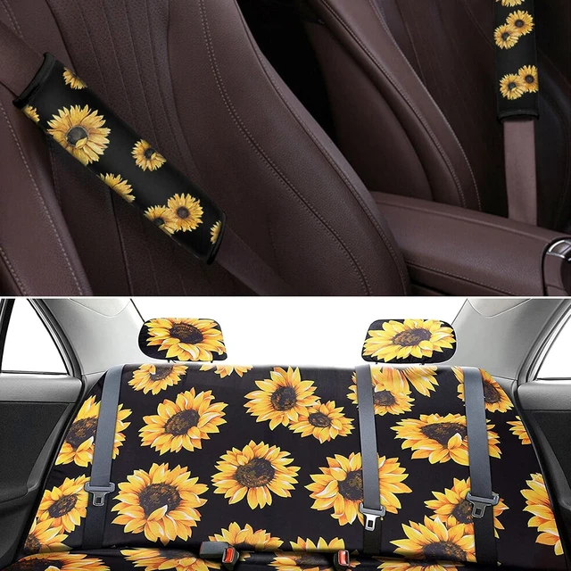 Alt view image 4 of 7 - Sunflower Car Accessory 23 pcs Steering Wheel Cover Seat Protector