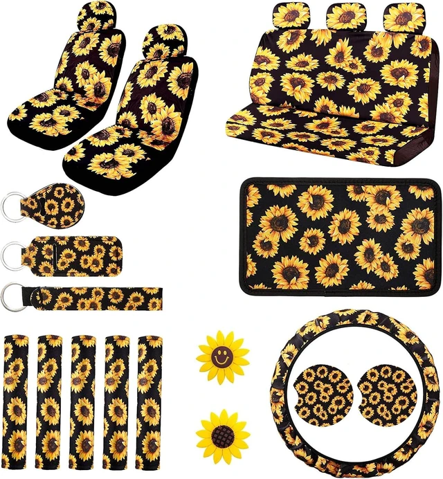 Main image of Sunflower Car Accessory 23 pcs Steering Wheel Cover Seat Protector