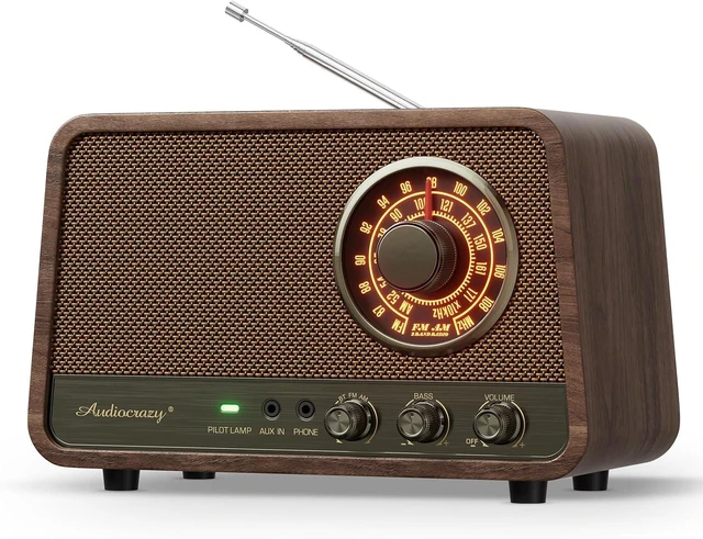 Main image of Vintage Wood AM FM Bluetooth Radio,10W Powerful Sound, Espresso