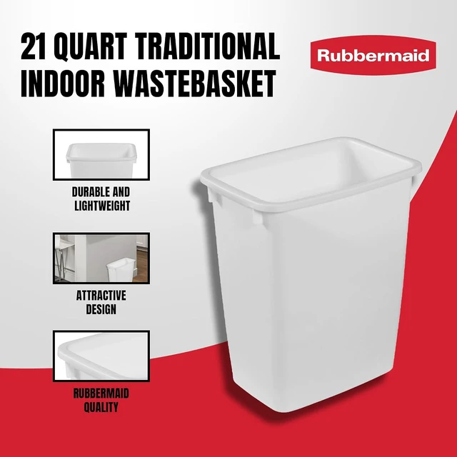 Alt view image 3 of 7 - Traditional Open Top Waste Basket, White, 21 Quart, 2-Pack