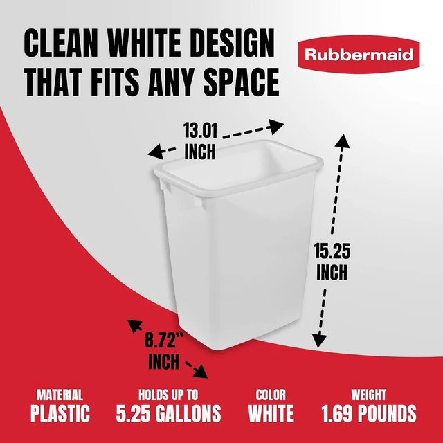 Alt view image 4 of 7 - Traditional Open Top Waste Basket, White, 21 Quart, 2-Pack
