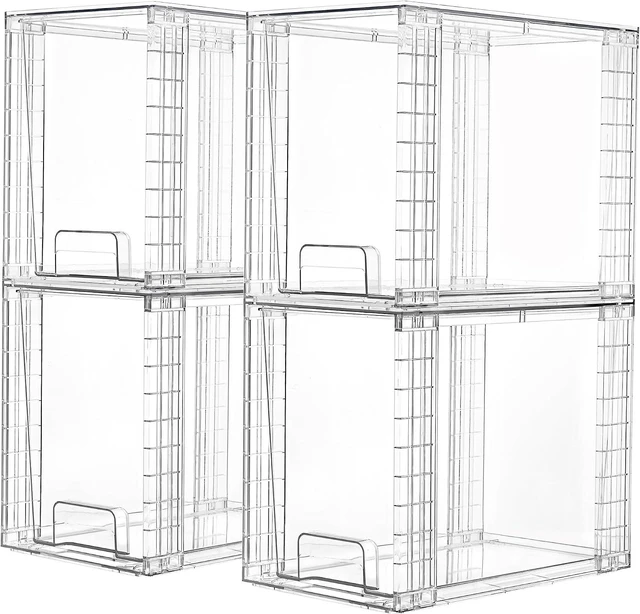 Main image of 4 Pack Clear Stackable Storage Drawers,9.7" High Plastic Organizers Bins for Skincare, Bathroom Supplies,Ideal for Cabinet,Undersink,Vanity,Kitchen,Pantry Organization