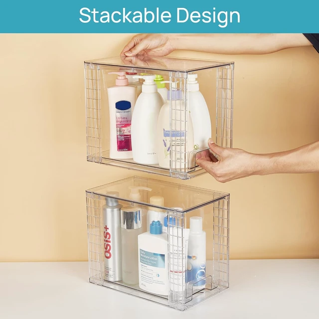 Alt view image 7 of 7 - 4 Pack Clear Stackable Storage Drawers,9.7" High Plastic Organizers Bins for Skincare, Bathroom Supplies,Ideal for Cabinet,Undersink,Vanity,Kitchen,Pantry Organization