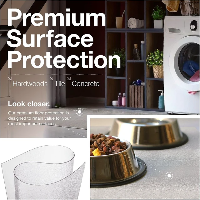 Alt view image 4 of 7 - Clear Hard Floor Runner, USA Made, Safe, 24 x 36 Inch, 2mm Thick Clear Vinyl, Clear Plastic Floor Runner for Kitchen Flooring, Protector Runner for Tile Floors