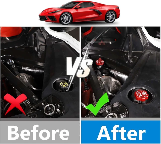 Alt view image 2 of 7 - Aluminium Alloy Engine Oil Cap Radiator Cap Washer Cap Brake Fluid Cap Cover Trim Compatible with Chevrolet Corvette C8 2020-2023 2024 2025, Engine Cap Cover Set C8 Accessories 4PCS (Aluminum - Red)