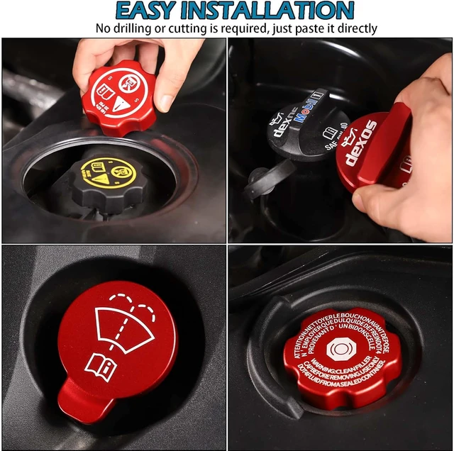 Alt view image 5 of 7 - Aluminium Alloy Engine Oil Cap Radiator Cap Washer Cap Brake Fluid Cap Cover Trim Compatible with Chevrolet Corvette C8 2020-2023 2024 2025, Engine Cap Cover Set C8 Accessories 4PCS (Aluminum - Red)