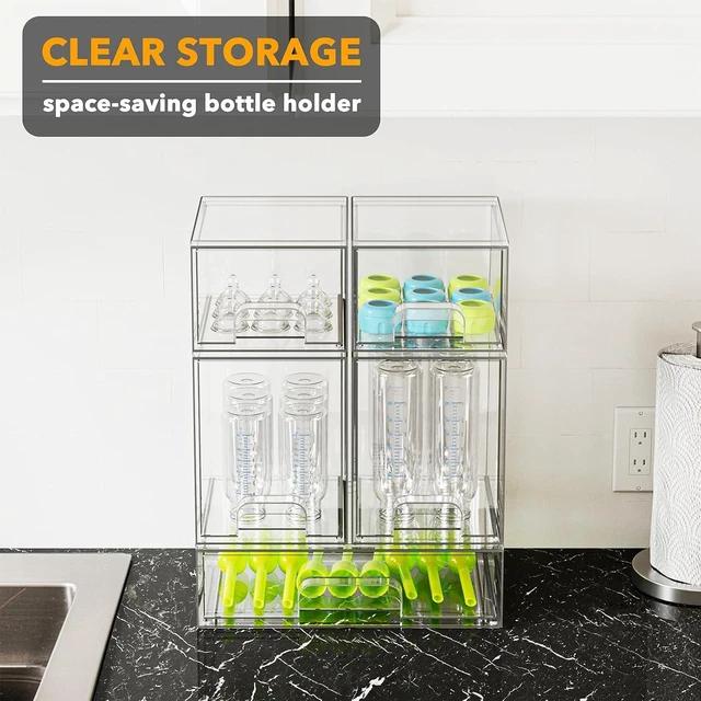 Alt view image 5 of 5 - Bottle Storage Organizer Baby - Acrylic Bottles Station Organizer Container, Stackable Clear Drawers for Countertop, Vanity, Bathroom, Cabinet, Pantry Organization, 5 Pack, 2S2M1L, 15.4"H
