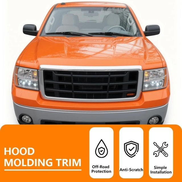 Alt view image 4 of 6 - Hood Molding Trim Moulding Fit GMC Sierra 1500 2007-2013