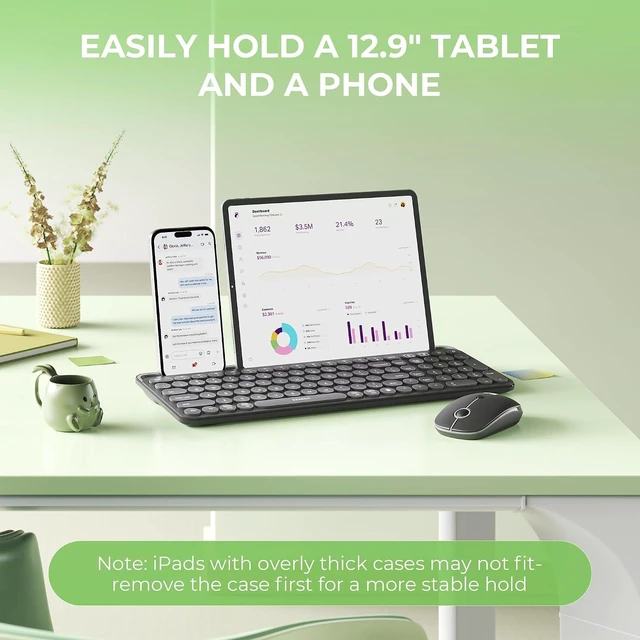 Alt view image 3 of 7 - CTU-301 Bluetooth Keyboard and Mouse Combo for iPad,Black