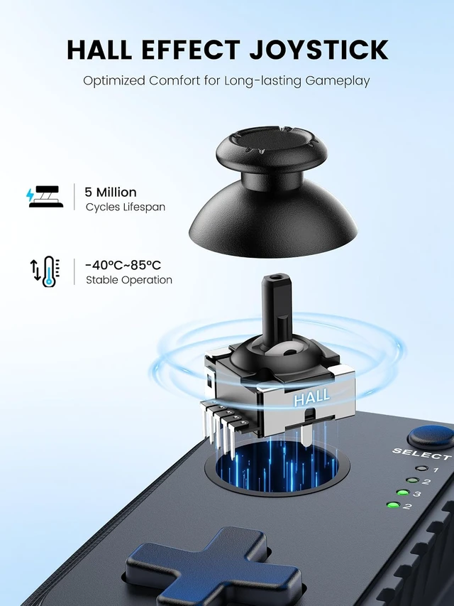 Alt view image 3 of 7 - MC1 Phone Controller for iPhone & Android Ergonomic Grip, Low Latency, Case Friendly, Bluetooth Mobile Controller with Hall Effect Joysticks, Portable Travel Companion for Car/Leisure(Black)