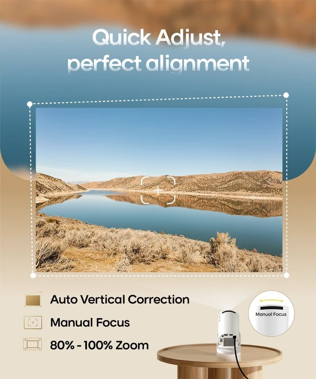 Alt view image 5 of 7 - 2026 Upgraded HY300PRO Mini Projector with WiFi and Bluetooth, Portable Projector 4K Support, Auto Keystone, 180 Degree Rotation, Smart Proyector for Home Outdoor