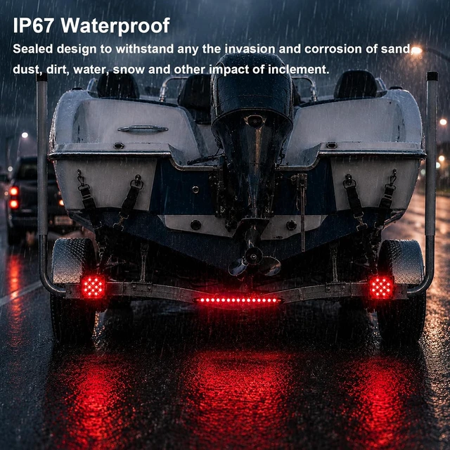 Alt view image 3 of 7 - Boat Trailer Lights Kit Submersible 15-LED Brake IP67