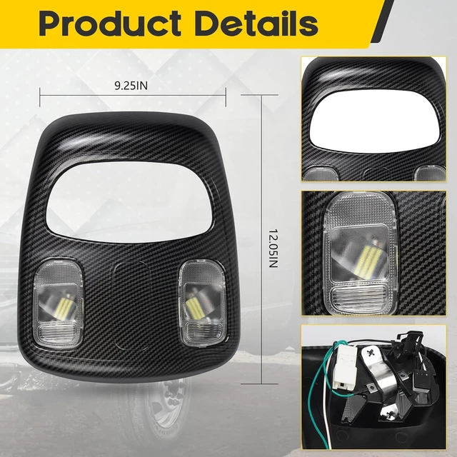 Alt view image 3 of 7 - Front LED Overhead Console Assembly Compatible with Dodge Ram 1500 2500 3500 2002-2010 Cab Interior Dome Reading Light Replace 1DK78BD1AA