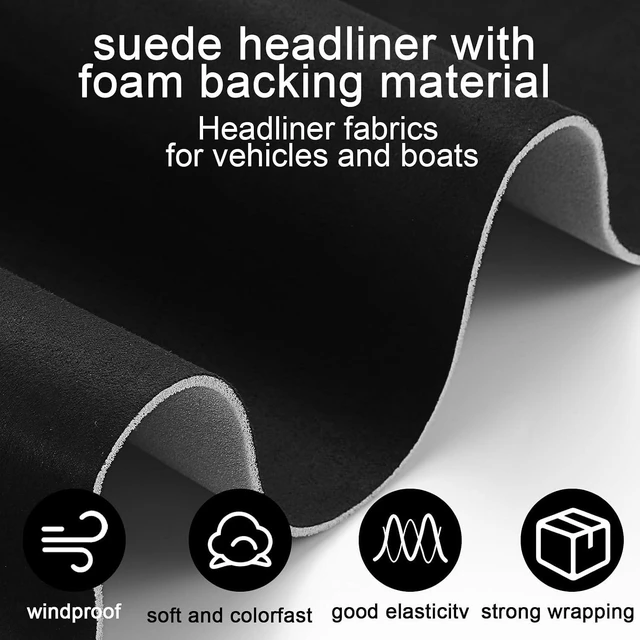 Alt view image 3 of 7 - Suede Headliner Fabric 98 X 60 1/9" Foam Backing,Black