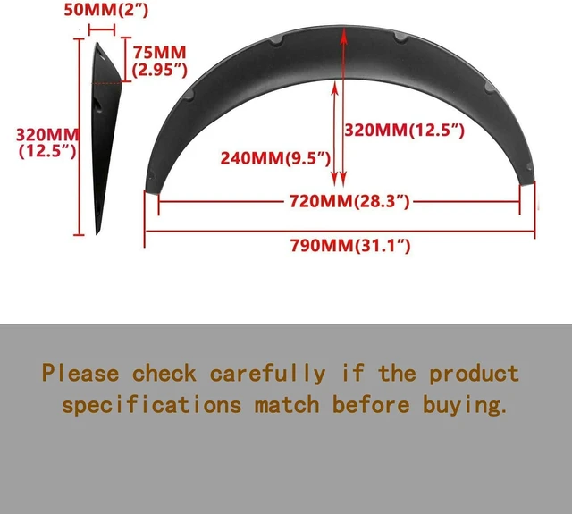 Alt view image 3 of 7 - 4PCS Universal Fender Flares 2"/50mm Wide