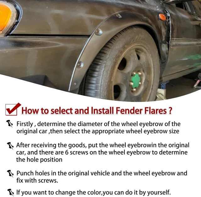 Alt view image 5 of 7 - 4PCS Universal Fender Flares 2"/50mm Wide