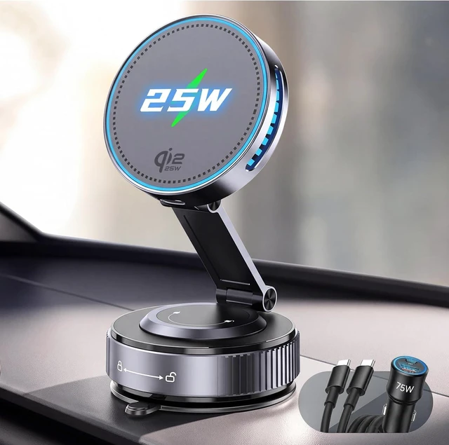 Main image of Qi2.2 25W MagSafe Car Mount Charger, Temp-Control Cooling Fan