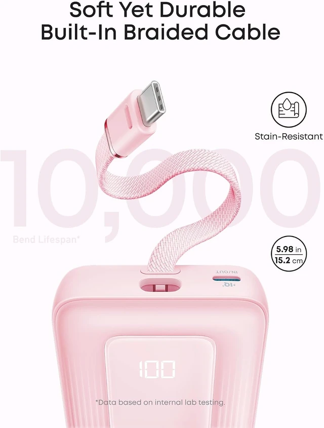 Alt view image 4 of 7 - Zolo Power Bank, 20,000mAh 45W Portable Charger with Built-in USB-C