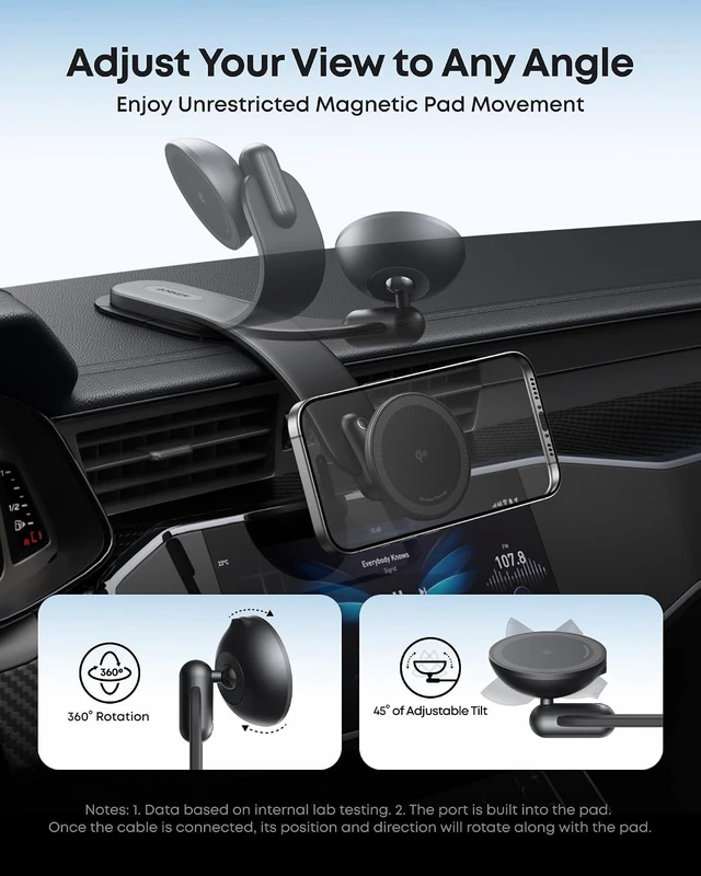 Alt view image 4 of 6 - Nano Magnetic 15W Car Charger with Alloy Bracket Wireless