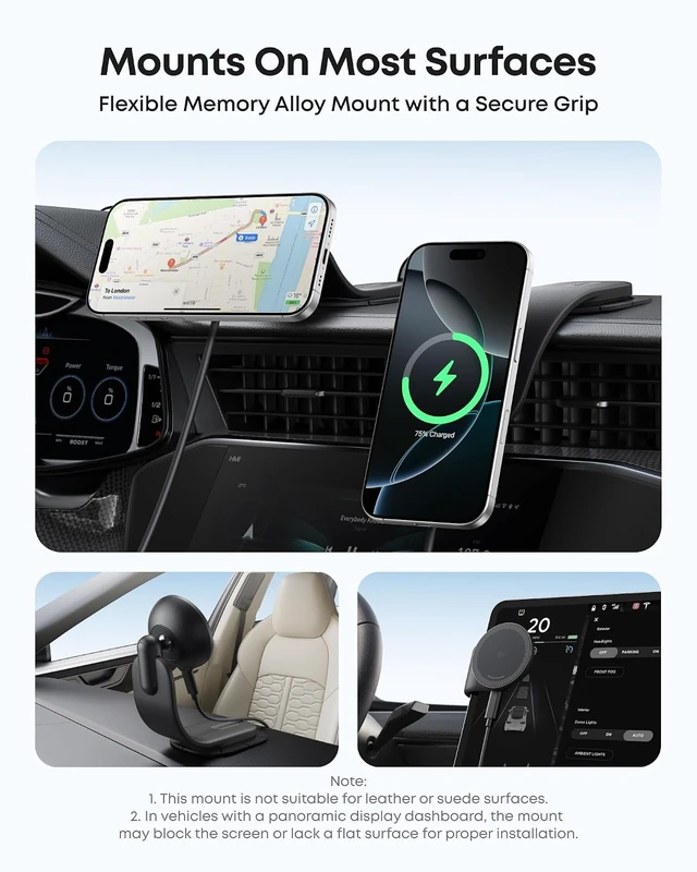 Alt view image 3 of 6 - Nano Magnetic 15W Car Charger with Alloy Bracket Wireless