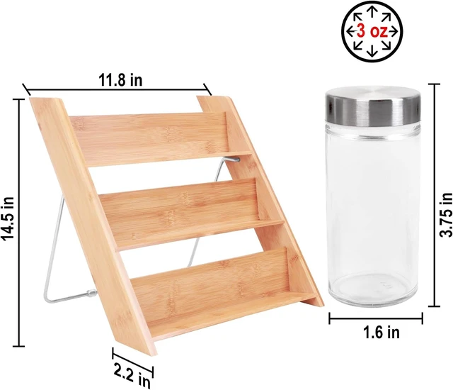 Alt view image 7 of 7 - 18 Jar Bamboo Compact Spice Rack with Spices Included & 5-Year Free Spice Refill Program for Countertop or Kitchen Drawer with Glass Jars