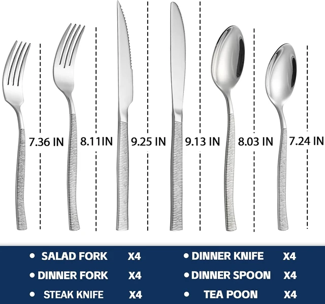 Alt view image 2 of 7 - Silverware Set of 24 Stainless Steel Flatware Set with Steak Knives for 4,Tableware Cutlery Set for Home Kitchen Hotel Restaurant