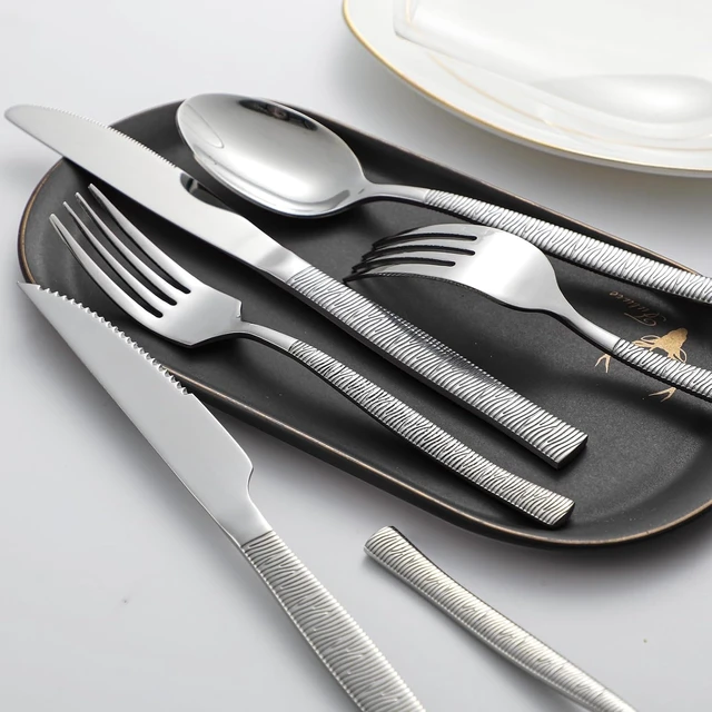 Alt view image 5 of 7 - 48-Piece Silverware Set,Stainless Steel Flatware Set with Steak Knives for 8,Include Knives Spoons and Forks Set,Tableware Cutlery Set for Home Kitchen Hotel Restaurant