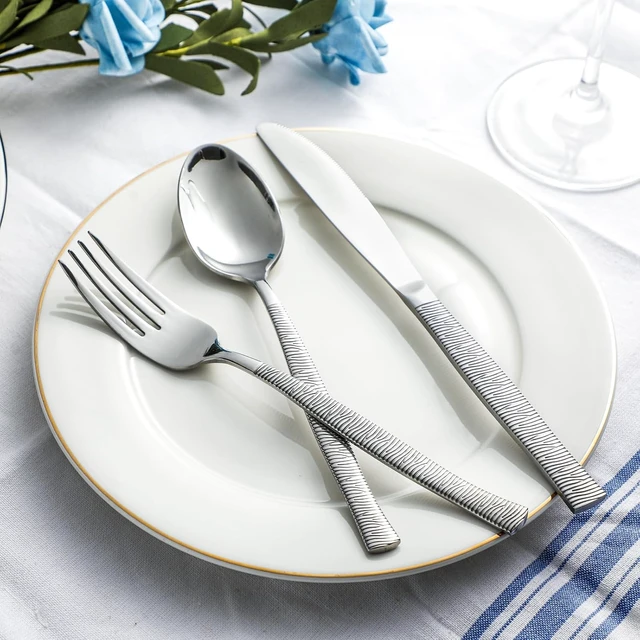 Alt view image 3 of 7 - 48-Piece Silverware Set,Stainless Steel Flatware Set with Steak Knives for 8,Include Knives Spoons and Forks Set,Tableware Cutlery Set for Home Kitchen Hotel Restaurant