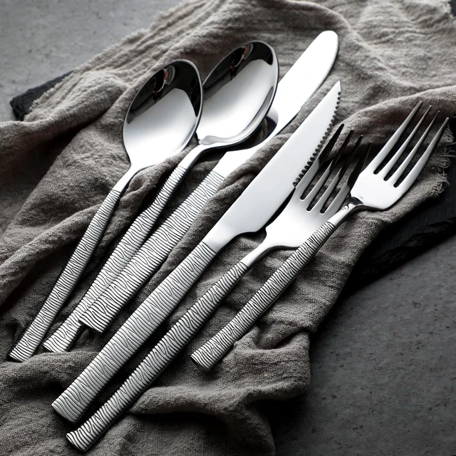 Alt view image 6 of 7 - 48-Piece Silverware Set,Stainless Steel Flatware Set with Steak Knives for 8,Include Knives Spoons and Forks Set,Tableware Cutlery Set for Home Kitchen Hotel Restaurant