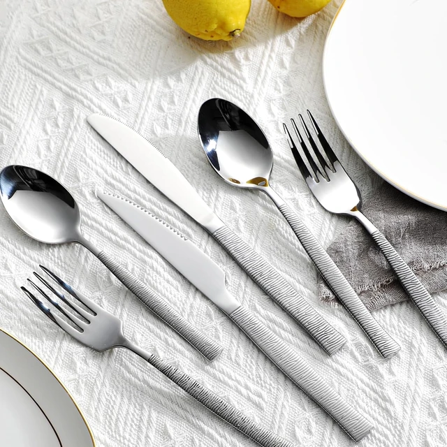 Alt view image 4 of 7 - 48-Piece Silverware Set,Stainless Steel Flatware Set with Steak Knives for 8,Include Knives Spoons and Forks Set,Tableware Cutlery Set for Home Kitchen Hotel Restaurant