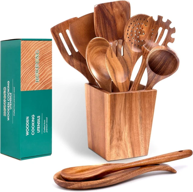 Main image of Acacia Wood Cooking Utensils Set - 11pc Wooden Spoons